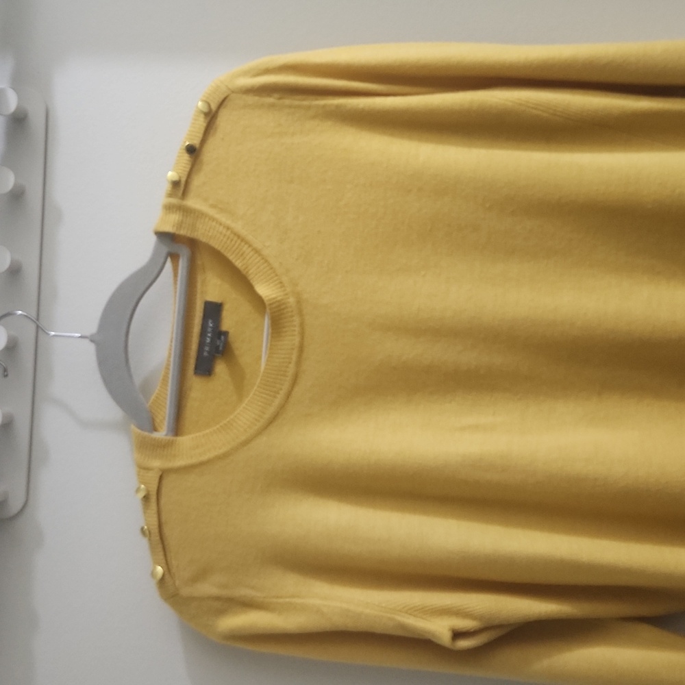 PRIMARK Yellow Sweater Gold embellishments  Round neck L/SLV XS